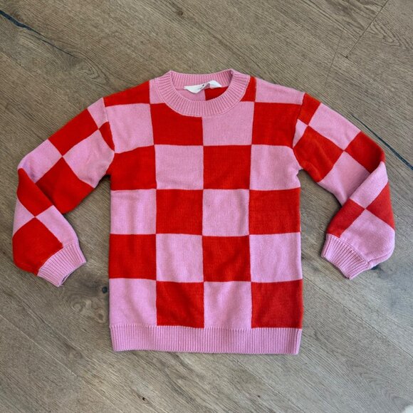 H&M Kids Pink & Red Checkerboard Sweater - Picture 1 of 6